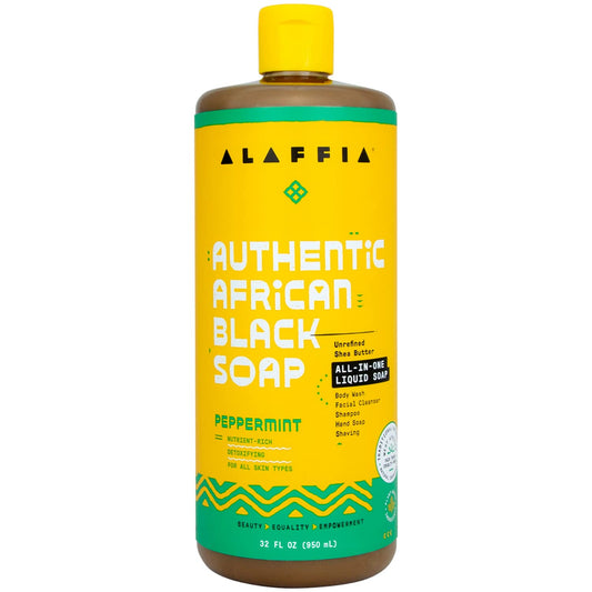 Alaffia - Authentic African Black Soap Peppermint, 32 oz