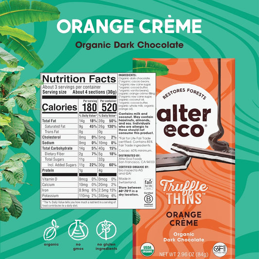Alter Eco - Orange Creme Dark Chocolate Truffle Bar, 2.96 OZ - (Pack of 12)