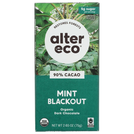 ALTER ECO - Super Dark Mint Organic Chocolate Bar 2.65OZ ( Pack of 12)