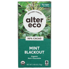 ALTER ECO - Super Dark Mint Organic Chocolate Bar 2.65OZ ( Pack of 12)
