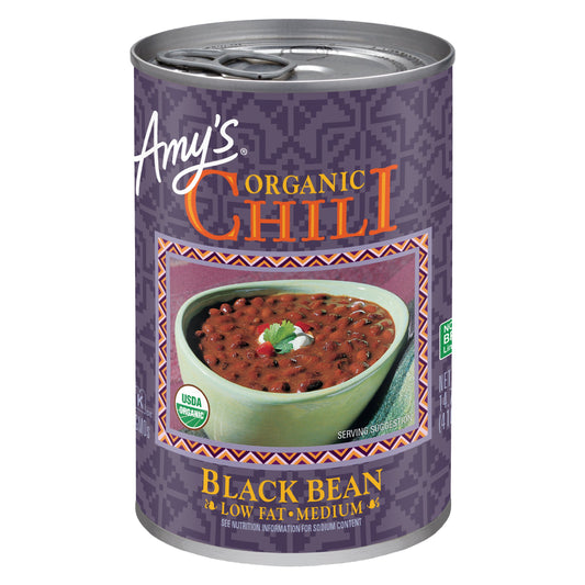 Amy's - Black Bean Low Fat Medium Chili, 14.7oz
 | Pack of 12 - PlantX US