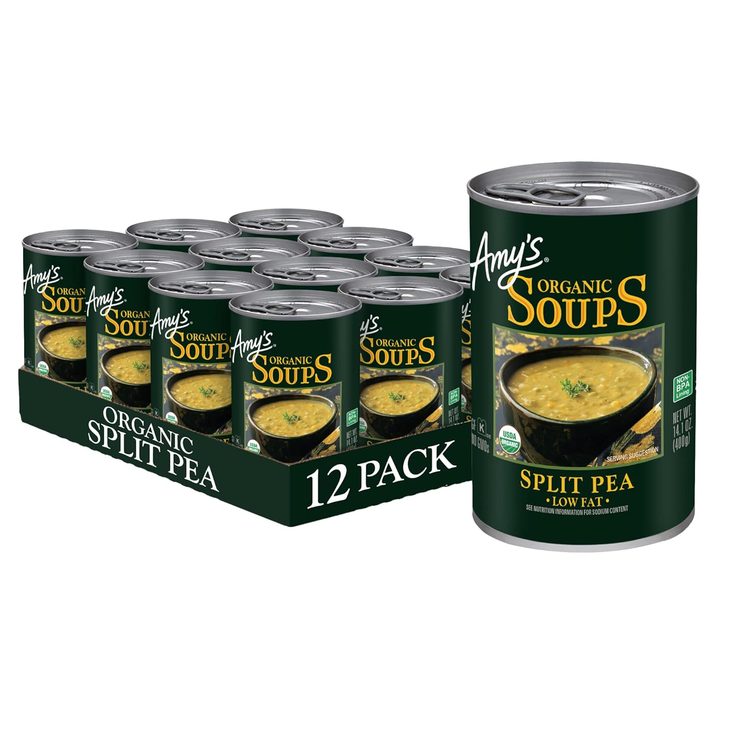 Amy's - Organic Split Pea Soup, Low Fat, 14.1 oz | Pack of 12