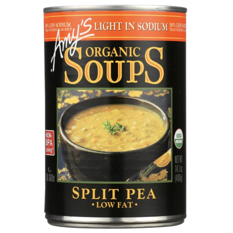 Amy's Organic Split Pea Soup Low Fat Low Sodium, 14.1 Oz  Pack of 12