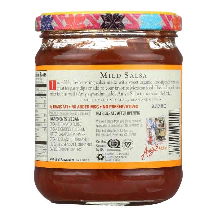 Amy's Salsa Mild back