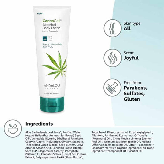 Andalou Naturals - CannaCell Body Lotion Joyful, 8 fl oz - back