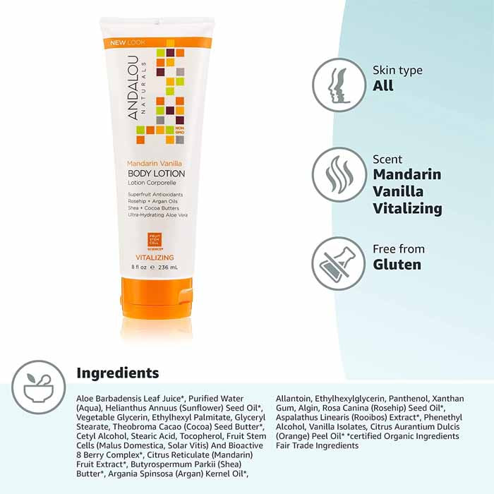 Andalou Naturals - Vitalizing Body Lotion Mandarin Vanilla, 8 fl oz - back