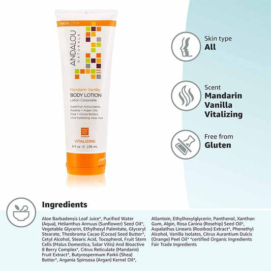 Andalou Naturals - Vitalizing Body Lotion Mandarin Vanilla, 8 fl oz - back