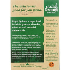 Andean Dream Organic Quinoa Pasta Shells back