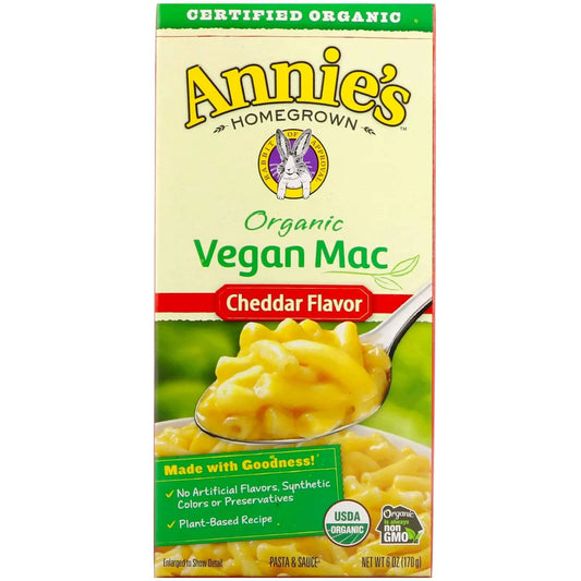 Annie's Homegrown, Organic Vegan Mac, Cheddar Flavor, 6 oz
 | Pack of 12 - PlantX US