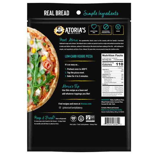 Atorias - Pizza Crust Cauliflower Coconut, 6oz - Back