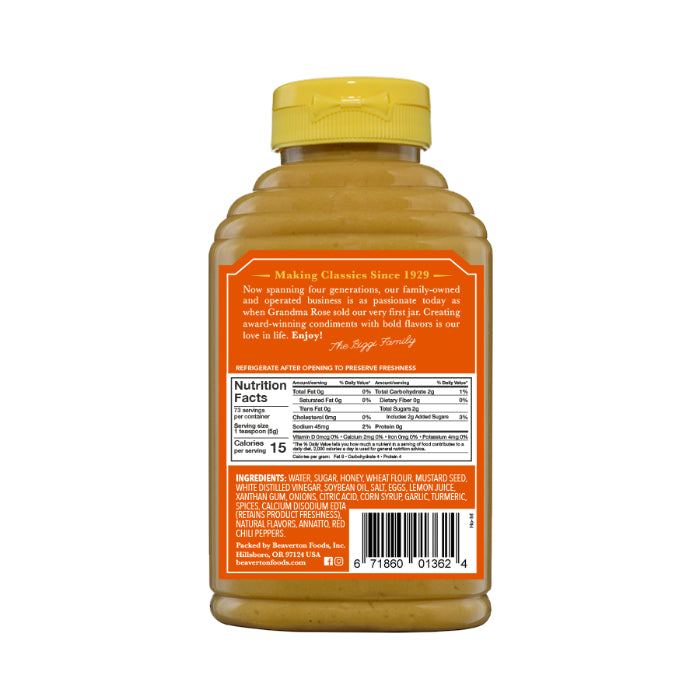 BEAVER MUSTARD SQZ HONEY 13 OZ back