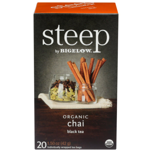 BIGELOW TEA STEEP CHAI ORG 20BG 1.5 OZ - Pack of 6