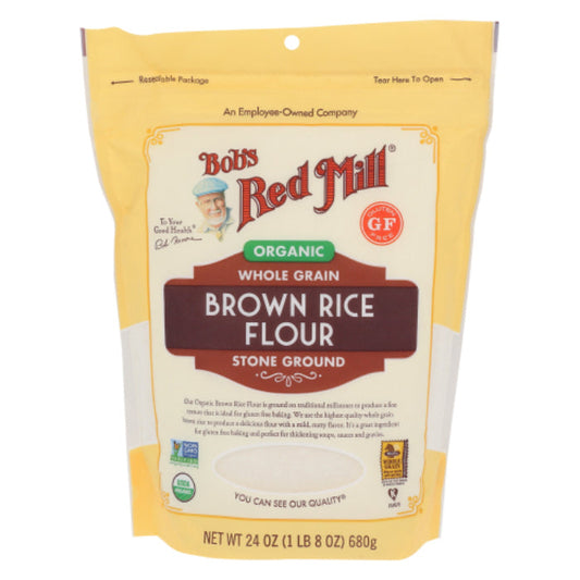 BOBS RED MILL FLOUR RICE BROWN ORG 24 OZ - Pack of 4