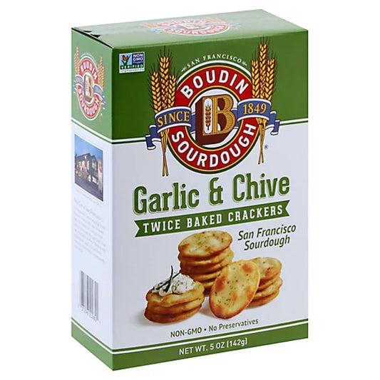 Boudin Sourdough Crackers Garlic & Chive 5oz - Pack of 12