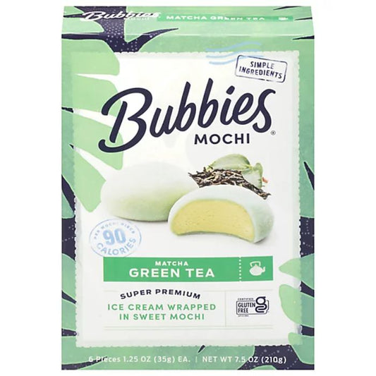 BUBBIES ICE CREAM MOCHI GREEN TEA 7.5 OZ - Pack of 8