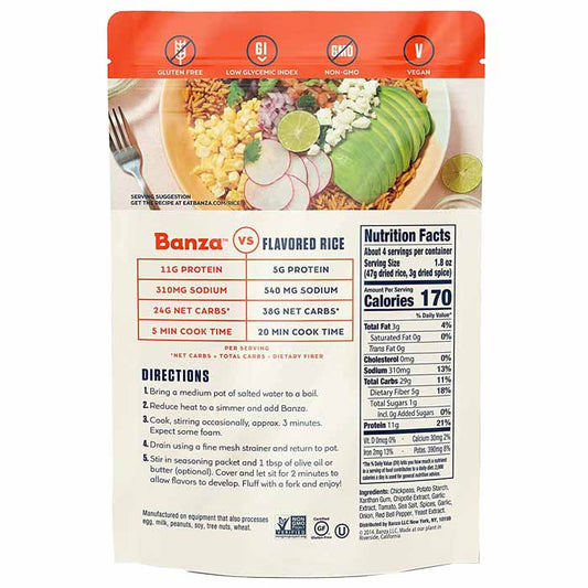 Banza - Gluten-Free Chipotle Tomato Chickpea Rice, 7oz - back