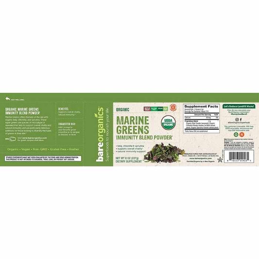 BareOrganics - Marine Greens Immunity Powder, 8oz - back