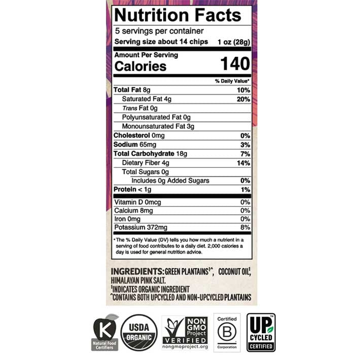 Barnana - Himalayan Pink Salt Plantain Chips, 5oz - Back