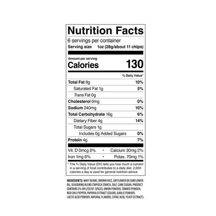 Beanfields - Fiery Hot Bean Chips, 1.5oz - Nutrition Facts