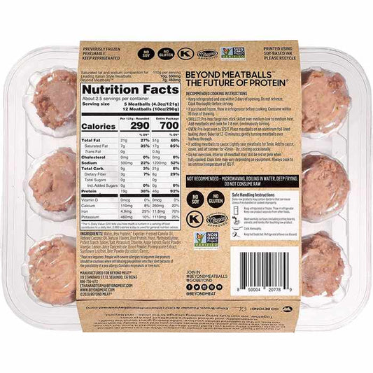 Beyond Meat - Italian Style Plant Based Meatballs, 10oz - back