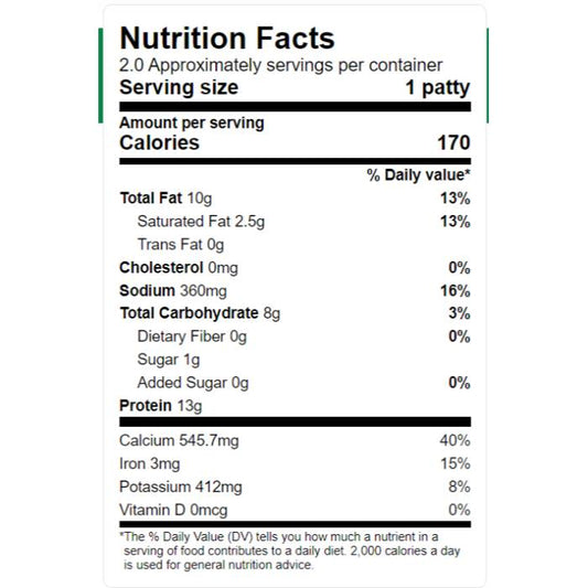 Big Mountain Foods - Lion's Mane Mushroom Burger, 8.5oz - Back