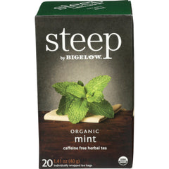 Bigelow - Steep Organic Mint Tea Bags 20Bg, 1.41 OZ.  Pack of 6