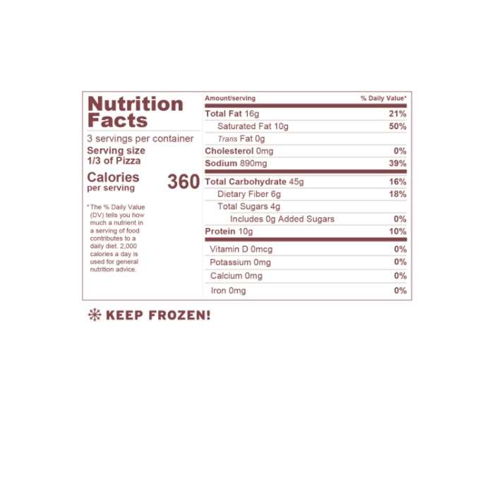 Blackbird - Pepperoni Pizza Pizza, 14oz - nutrition facts