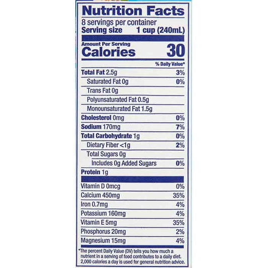 Blue Diamond - Almondmilk Original Unsweetened, 64fo  Pack of 8 - back