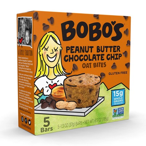 BOBOS OAT BARS - Peanut Butter Chocolate Chip Oat Bites 6.5OZ ( Pack of 6)