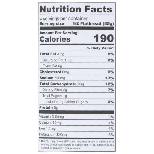 Bolani - Spicy Potato Filled Flatbread, 12oz - nutrition facts