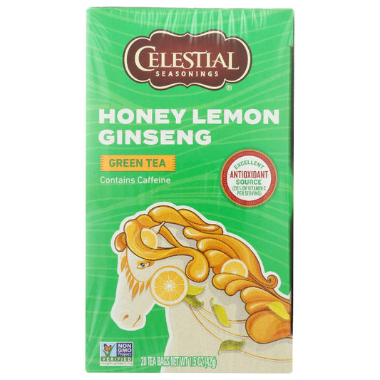 Celestial Seasonings -  Green Honey Lemon Ginseng Tea, 20 BG - Pack of 6