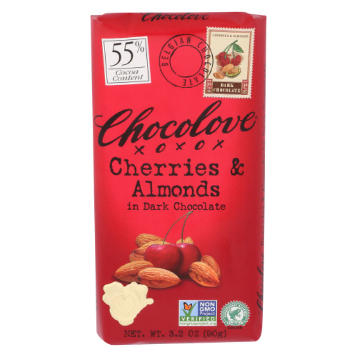 CHOCOLOVE CHOC BAR DRK CHRY & ALM 3.2 OZ - Pack of 12