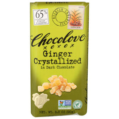 CHOCOLOVE CHOC BAR DRK GINGER CRYSTLZD 3.2 OZ - Pack of 12