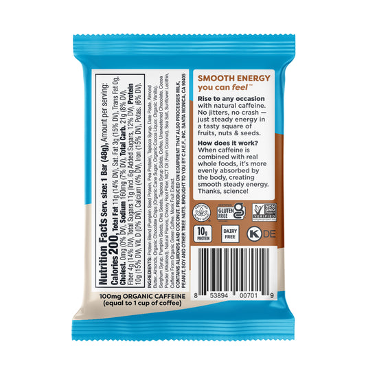 Quantum Energy Squares - Caffe Mocha Almond Chip Bar, 1.69oz - PlantX US