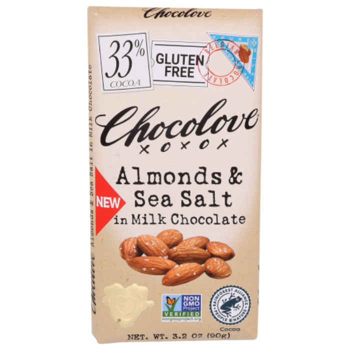 Chocolove's - Almond Sea Salt in Milk Chocolate, 3.2 OZ - Pack of 12