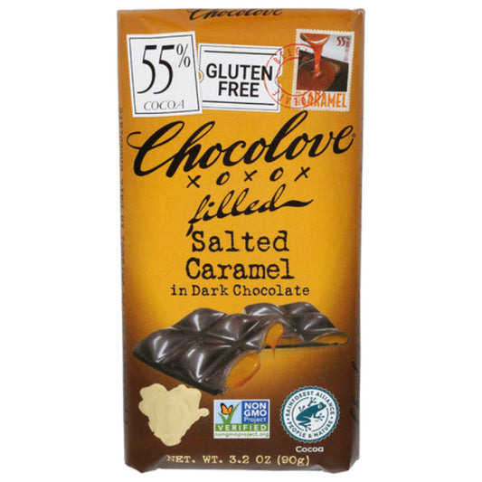 CHOCOLOVE - Dark Chocolate Bar - Dark Caramel 3.2OZ ( Pack of 10)