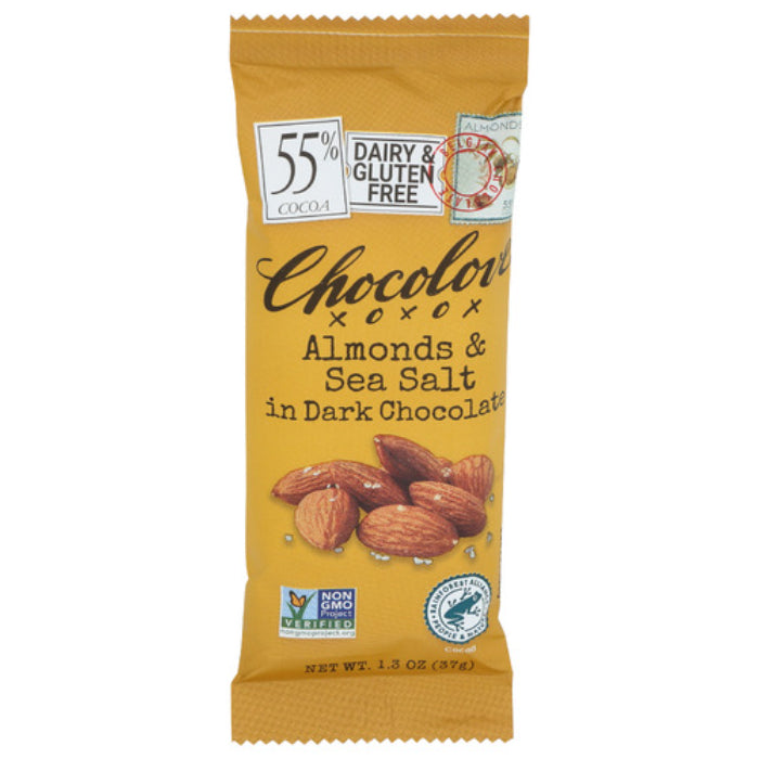 Chocolove - Dark Chocolate Almonds &amp; Sea Salt Bars, 1.3 OZ - Pack of 12