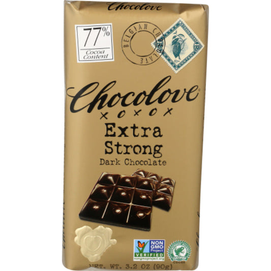 CHOCOLOVE - Dark Chocolate Bar Extra Strong 3.2OZ ( Pack of 12)