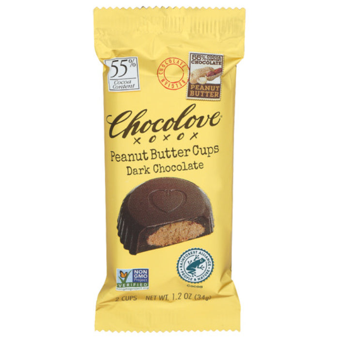 Chocolove - Peanut Butter Cups in Dark Chocolate, 1.2 OZ - Pack of 10