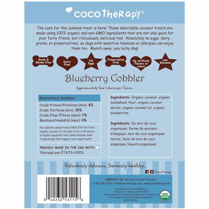 Coco Therapy - Organic Coco-Charms Training Treats - Blueberry Cobbler, 5oz - back