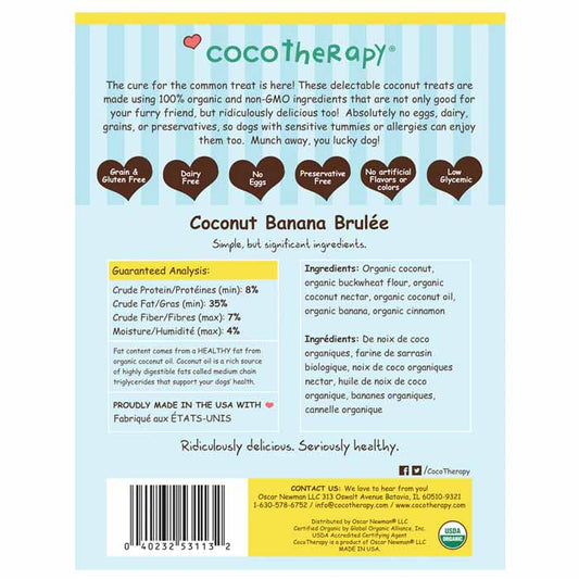 Coco Therapy - Organic Pure Hearts For Dogs - Banana Brulée, 5oz - back