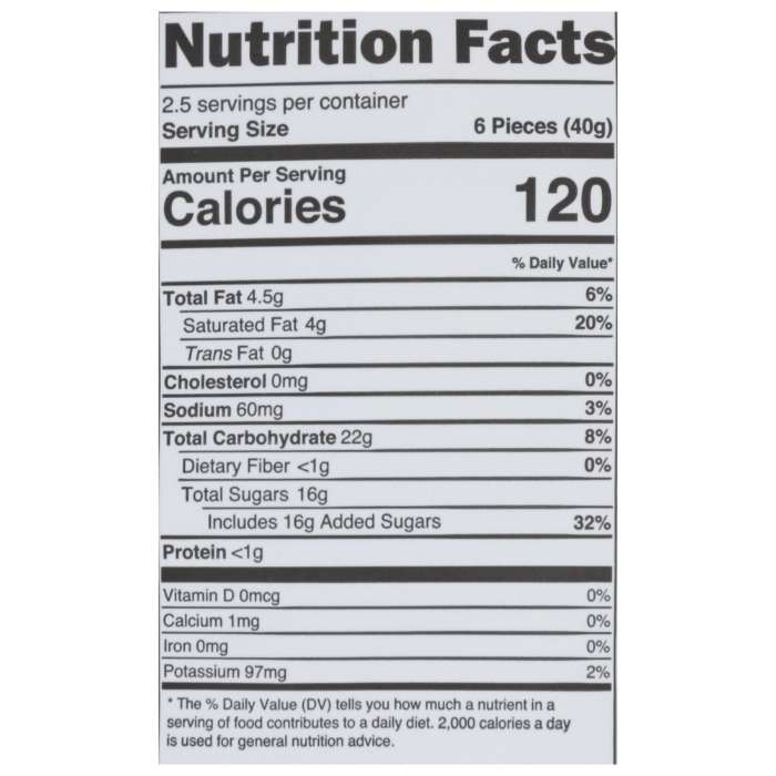 Cocomels - Original Coconut Milk Caramels, 3.5oz - nutrition facts