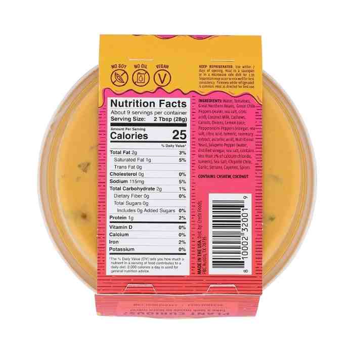 Credo - Spicy Cashew Queso, 9oz - Back