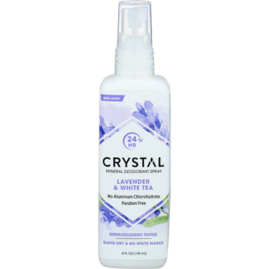 Crystal - Mineral Deodorant Body Spray Lavendar & White Tea, 4 Oz