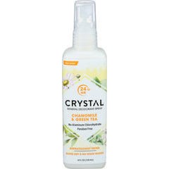 Crystal Essence - Mineral Deodorant Body Spray Chamomile and Green Tea, 4 Oz