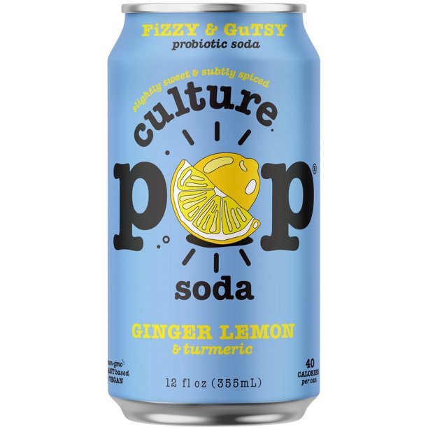 Culture Pop Soda, Soda Ginger Lemon Turmeric, 12 Fl Oz, 4 Pack
 | Pack of 6 - PlantX US