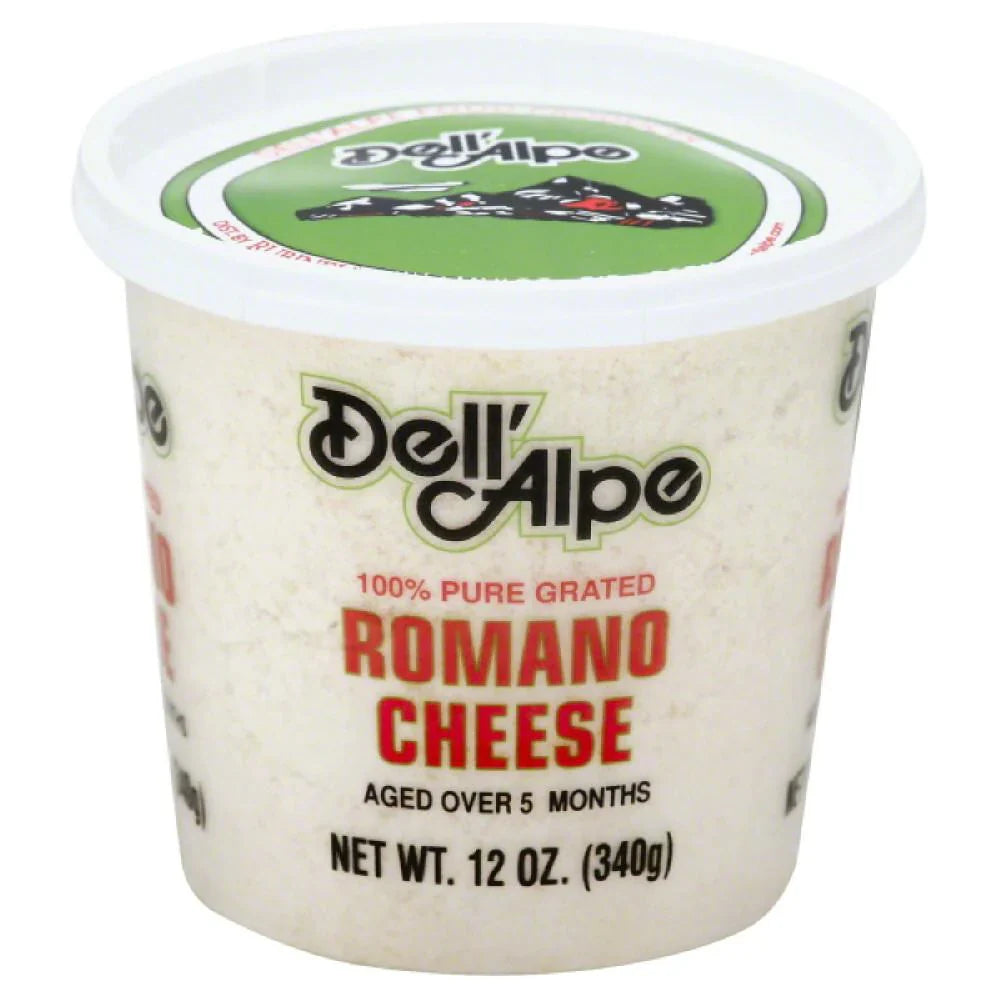 DELL ALPE - CHEESE ROMANO GRATED 12 OZ - Pack of 6