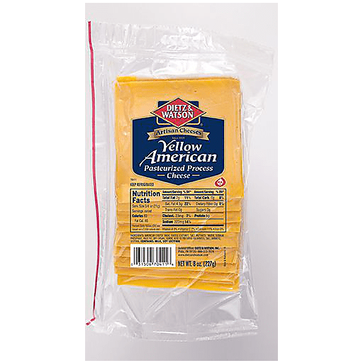 Dietz and Watson - Cheese Yellow American Sliced, 8 oz - Pack of 12