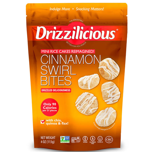 DRIZZILICIOUS - Rice Crisp Mini Cinnamon Swirl 4OZ ( Pack of 6)