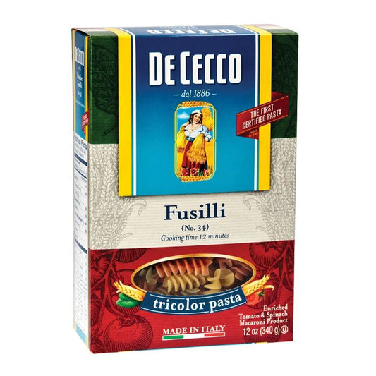 De Cecco - Fusilli Tricolor Pasta, 12 Oz - Pack Of 12